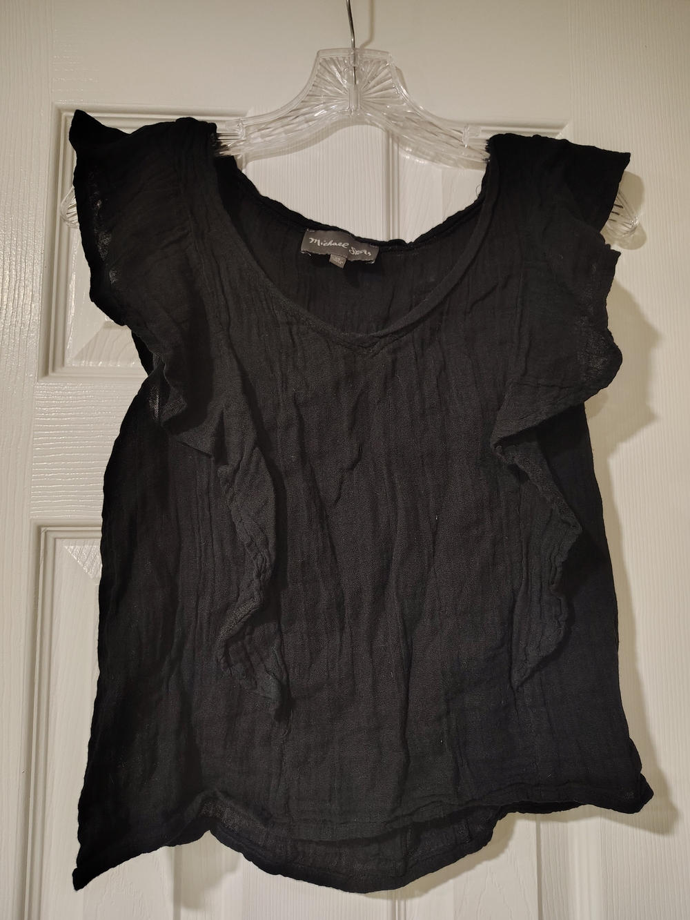 Michael Stars Black Ruffle Sleeve Women's Top